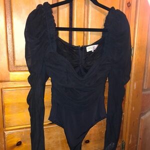 House of CB Black Puff Sleeve Bodysuit
